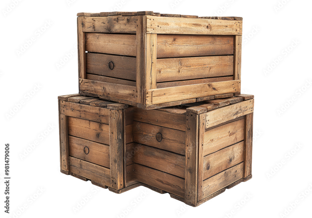 wooden crates stack. Transparent background, Isolated PNG. wooden crates stack. Transparent background, Isolated PNG.