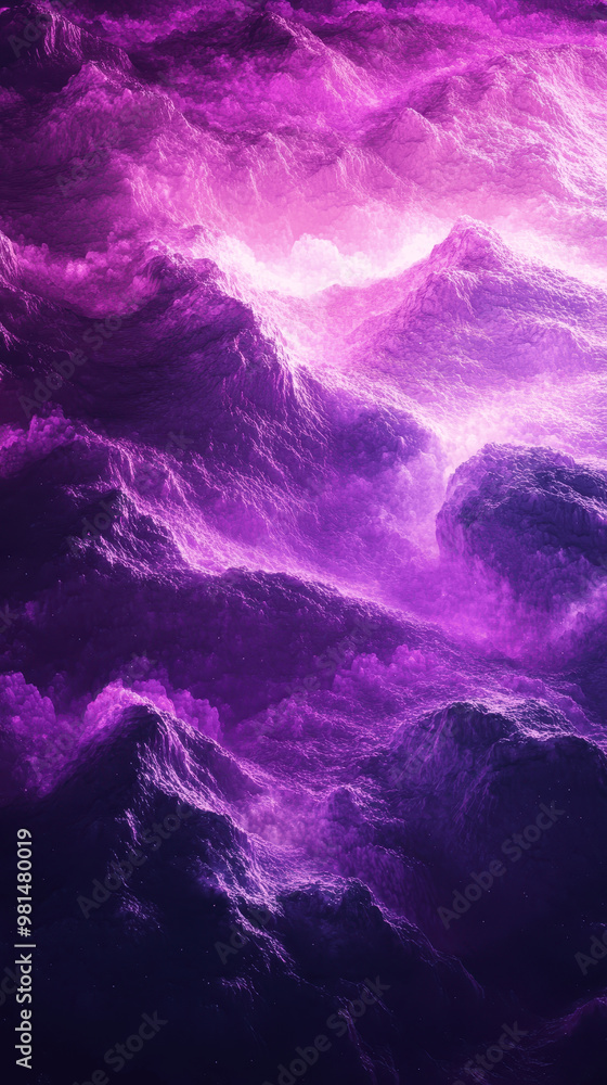 Fototapeta premium A vibrant purple cloud formation resembling waves at twilight creating a mystical and surreal atmosphere