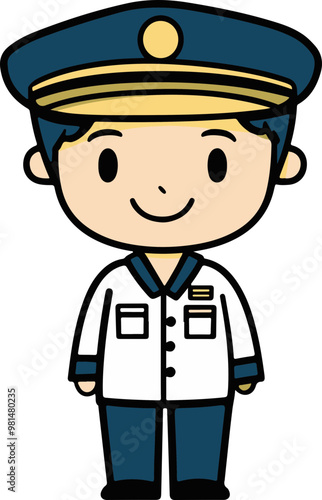 Vector Illustration of a Smiling Conductor in Uniform