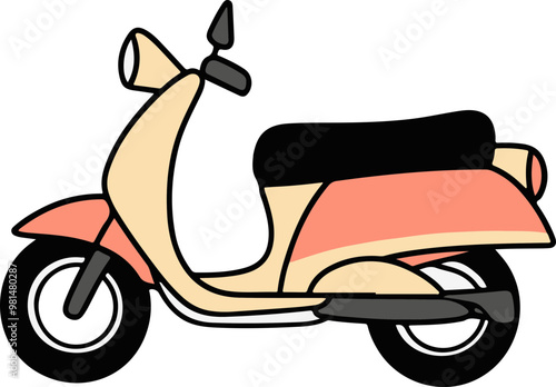 Stylized Vector Illustration of a Classic Scooter