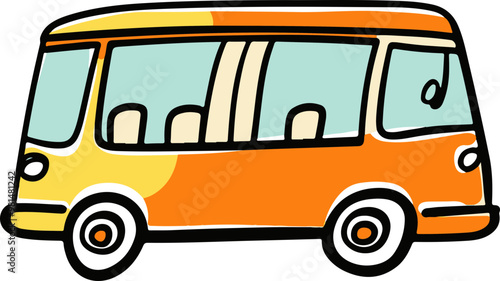 Colorful Vector Illustration of a Retro Minibus