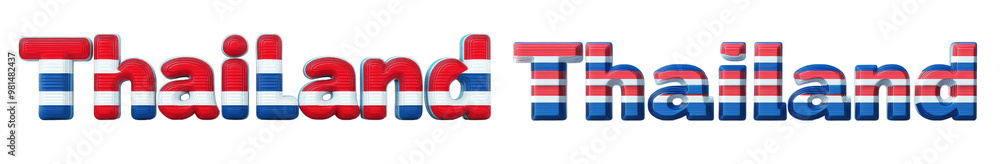 Thailand is depicted in vibrant and colorful style, showcasing countrys flag colors. Thailand is depicted in vibrant and colorful style, showcasing countrys flag colors.