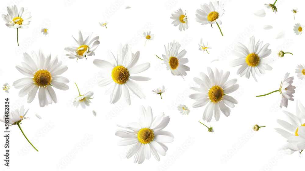 Daisies. Falling chamomile isolated on transparent background Daisies. Falling chamomile isolated on transparent background