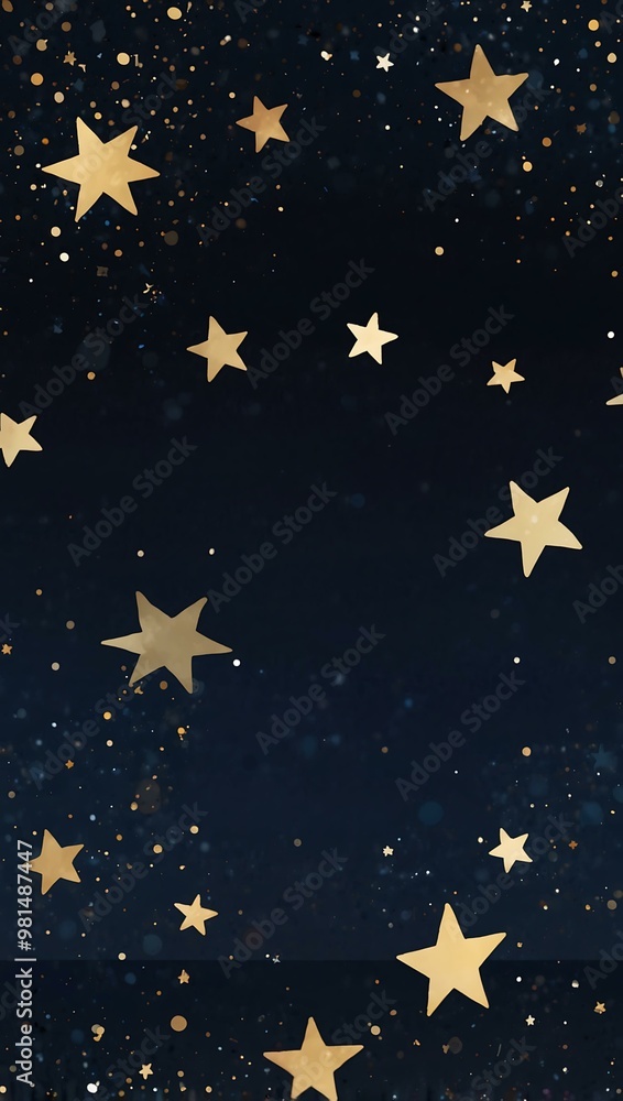 Minimalist stars and confetti on a dark blue gradient. Minimalist stars and confetti on a dark blue gradient.