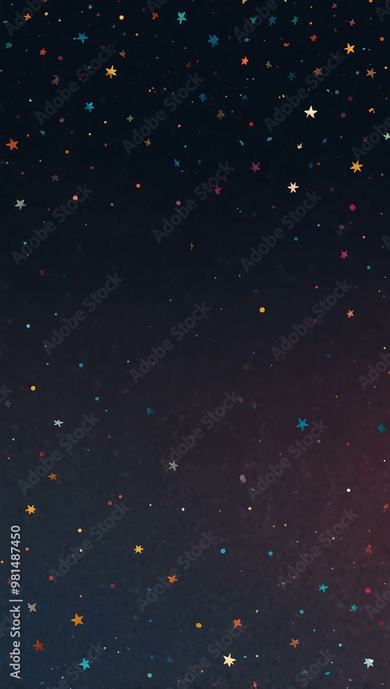 Minimalist stars and confetti on a dark blue gradient. Minimalist stars and confetti on a dark blue gradient.