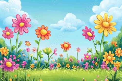 Colorful flowers blooming in a beautiful garden landscape