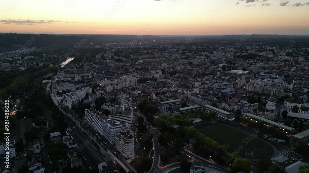 European town in sunset. Travel Europe. French city. Calm evening European town in sunset. Travel Europe. French city. Calm evening