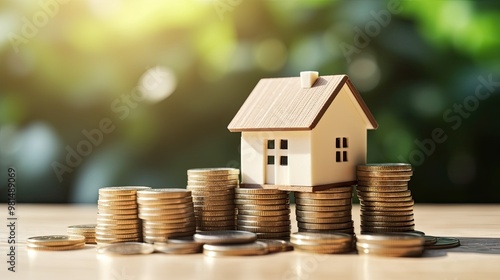 model of house with coins