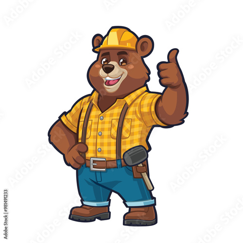 Bear Handyman Mascot for Flooring Company