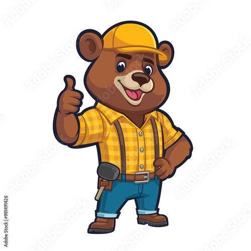Cute Bear Handyman Mascot Design for Flooring Company