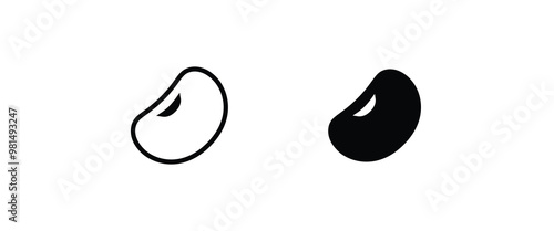 Kidney bean. Garbanzo cooking vegetable and diet, vegetarian line and flat icons set, editable stroke isolated on white, linear vector outline illustration, symbol logo design style,