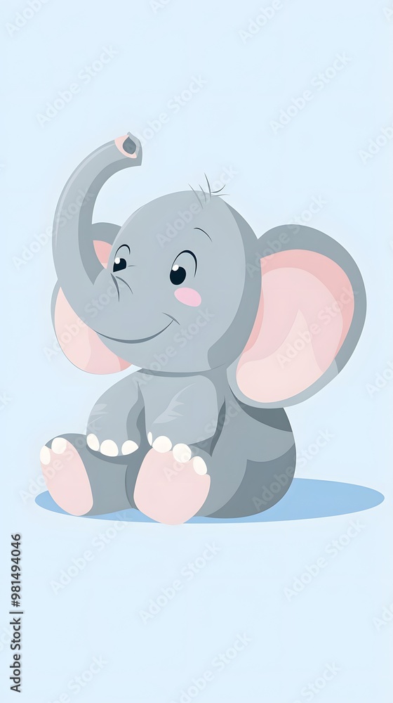 Cute cartoon elephant with big ears and a friendly smile. Cute cartoon elephant with big ears and a friendly smile.