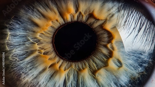 Close-up of a human eye, showing intricate details.