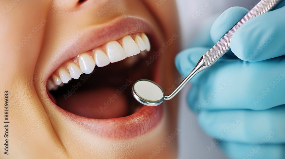 Close-up of a dental hygienist using a scaling tool during a professional cleaning Close-up of a dental hygienist using a scaling tool during a professional cleaning