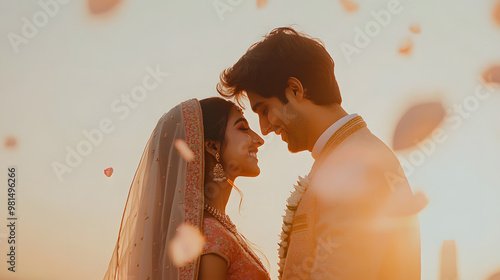 Couple in Love Stands at India Gate in New Delhi | Romantic Moment at Iconic Indian Landmark photo