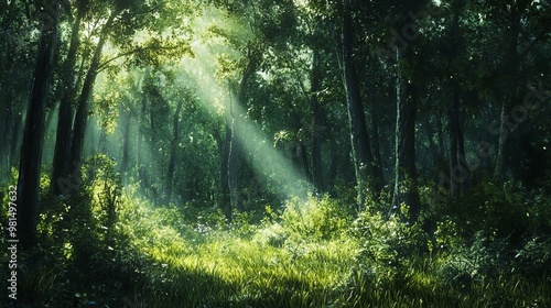 Amidst the verdant embrace of a forest, where sunbeams dance through the canopies, an enchanting tapestry of nature unfolds. The towering trunks and delicate twigs stand like sentinels