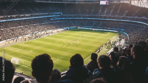 Wallpaper Mural Fans watch a soccer game at a packed stadium. Torontodigital.ca