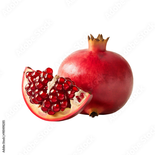 Fresh delicious pomegranate fruit isolated on a transparent background by AI generative