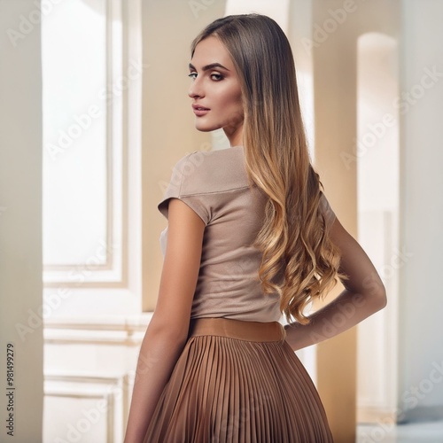 elegant and beautiful young Caucasian woman, AI generated