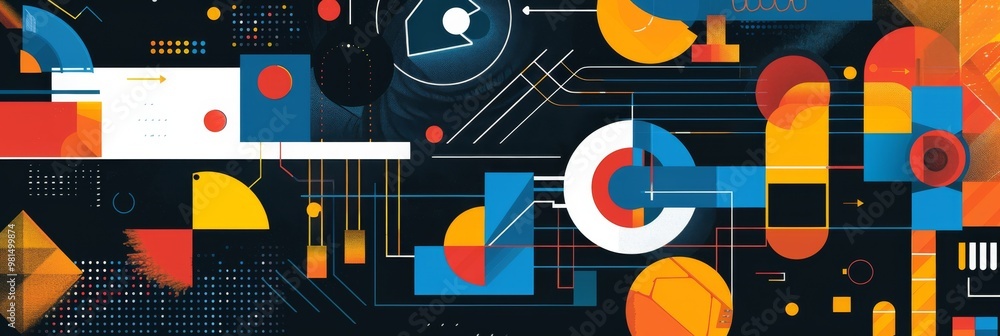 Obraz premium Abstract contemporary art concept featuring modern business graphics for a retro office poster