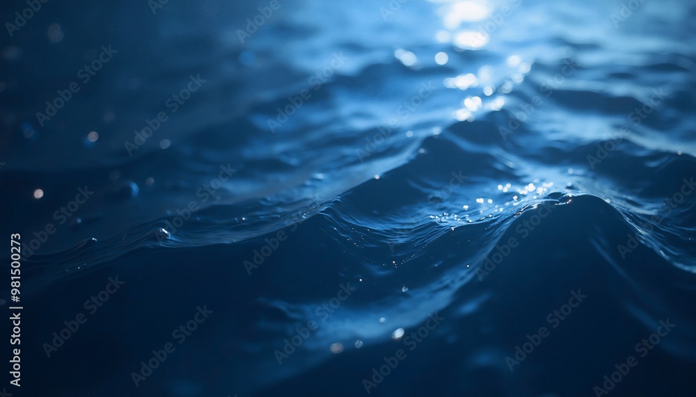 Celestial Indigo Surface with Shimmering Waves, Fluid Cosmic Light Celestial Indigo Surface with Shimmering Waves, Fluid Cosmic Light