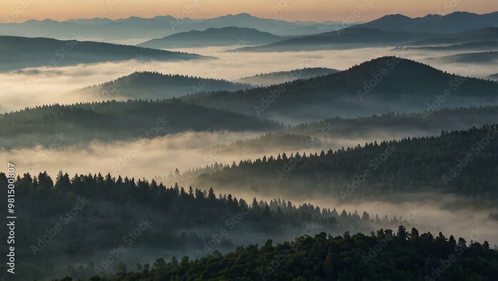Mountain range with foggy valley. Mountain range with foggy valley.
