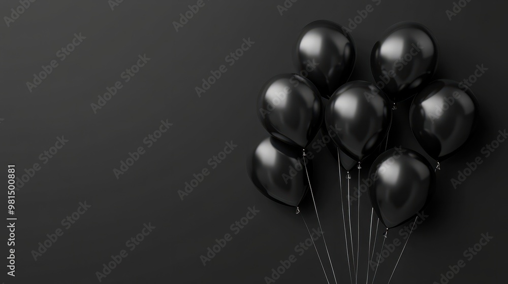 Black Friday, black balloons on dark background transparent background Black Friday, black balloons on dark background transparent background