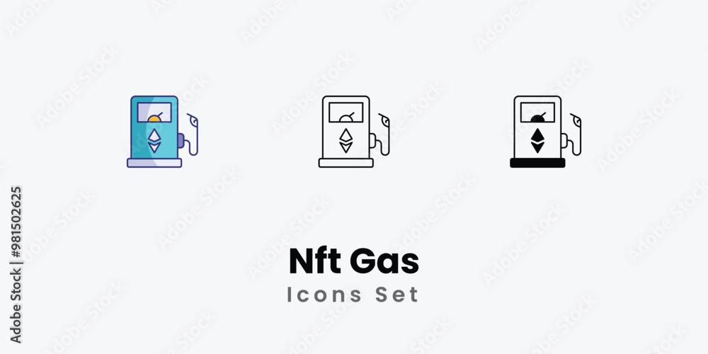 Nft Gas Icons thin line and glyph vector icon stock illustration Nft Gas Icons thin line and glyph vector icon stock illustration
