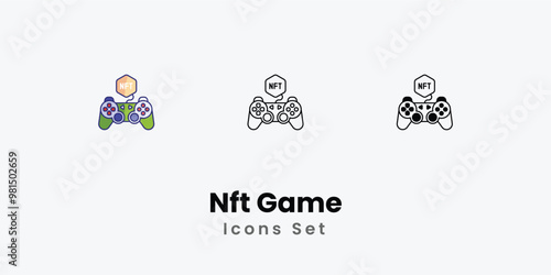 Nft Game Icons thin line and glyph vector icon stock illustration