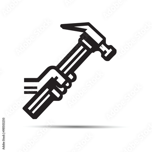 Vector Illustration of a Hand Holding a Hammer Icon