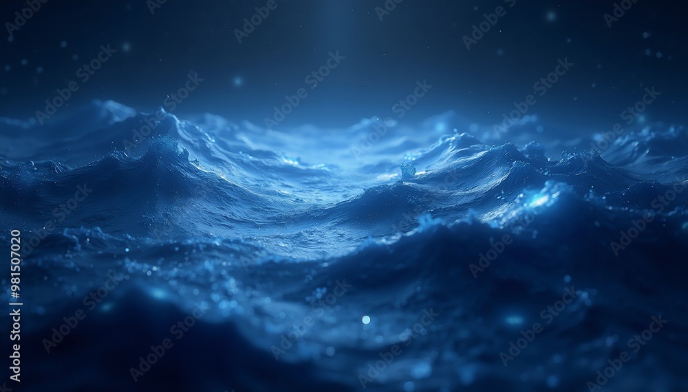 Fototapeta premium Shimmering Lavender Sea with Fluid Waves and Cosmic Light