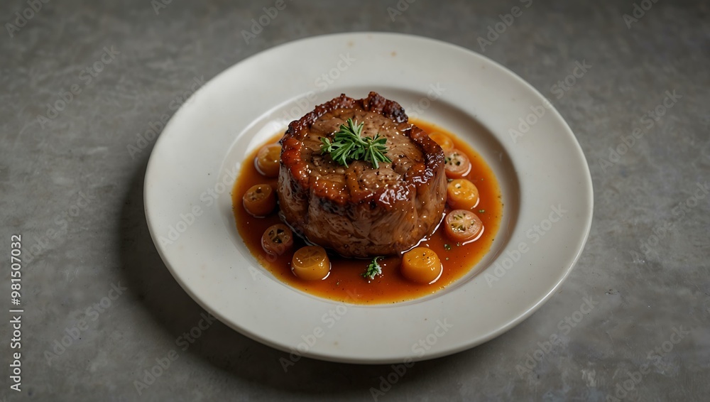 Osso Buco on a modern plate with a transparent backdrop. Osso Buco on a modern plate with a transparent backdrop.