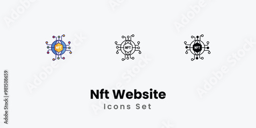 Nft Website Icons thin line and glyph vector icon stock illustration