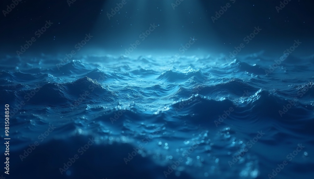 Fototapeta premium Teal Cosmic Sea with Fluid Waves and Shimmering Light