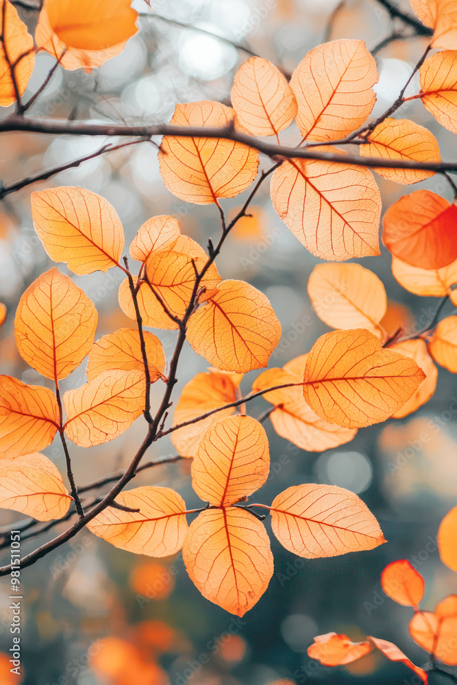 Golden autumn leaves on tree branches with a soft blurred background, perfect for seasonal nature themes. Golden autumn leaves on tree branches with a soft blurred background, perfect for seasonal nature themes.