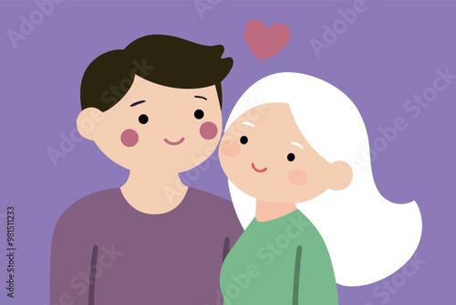 Cute couple in relationship hugging each other. Love concept design. Flat vector illustration