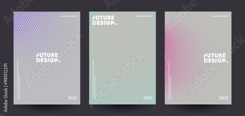 Minimal covers design. Colorful dotted gradients. Future geometric patterns. Eps10 vector.