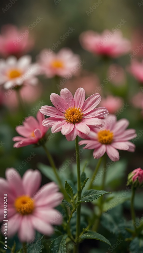 Pink flower in tilt-shift photography capturing its essence. Pink flower in tilt-shift photography capturing its essence.