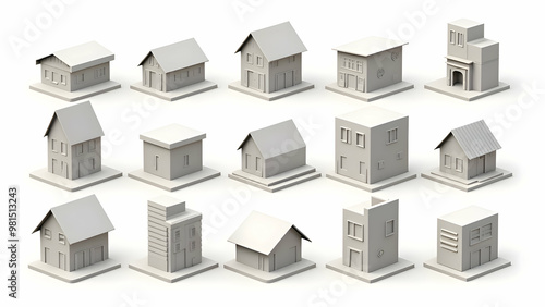Fototapeta Naklejka Na Ścianę i Meble -  3D house models on white background