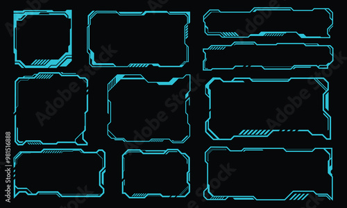 Collection of different abstract futuristic hud borders