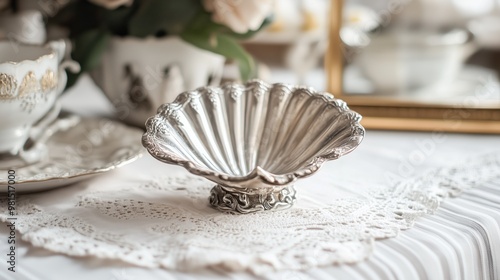 vintage silver shell-shaped butter dish