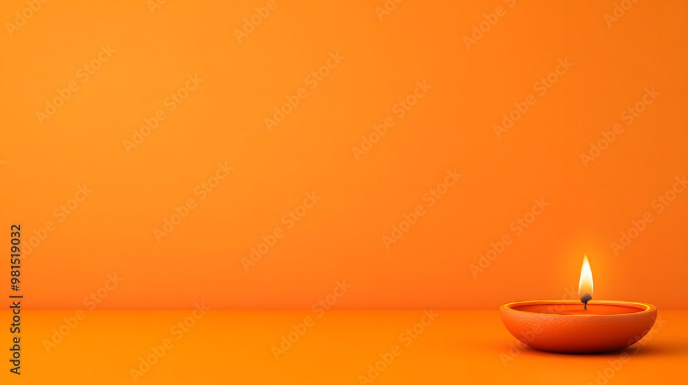 Diwali Diya on Orange Background | Traditional Festival of Lights Celebration with Vibrant Colors Diwali Diya on Orange Background | Traditional Festival of Lights Celebration with Vibrant Colors