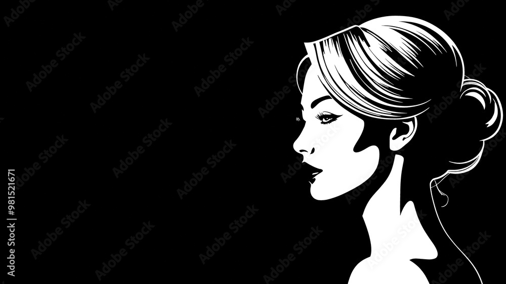 Minimalist Illustration: Portrait of a Woman Featuring Clean Lines and Simple Shapes for an Elegant and Modern Aesthetic Minimalist Illustration: Portrait of a Woman Featuring Clean Lines and Simple Shapes for an Elegant and Modern Aesthetic
