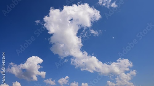 time lapse, Cumulus clouds scattered by the strong wind pass over the observer photo