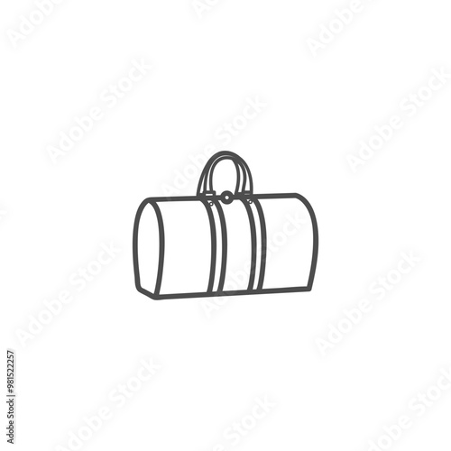 Dark grey handbag. Gray bag. Bowling bag. Fashion accessory technical illustration. Military bag. Fashion accessory technical illustration.