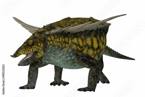 Desmatosuchus Armored Dinosaur - Desmatosuchus was a herbivore with an armored body that lived in the Triassic Period of Arizona and Texas. photo