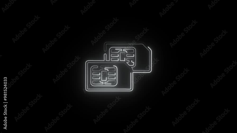 Glowing Neon Sim Toolkit Icon Isolated on Black Background - HD Motion Graphics Animation for Mobile Services and Configuration Glowing Neon Sim Toolkit Icon Isolated on Black Background - HD Motion Graphics Animation for Mobile Services and Configuration