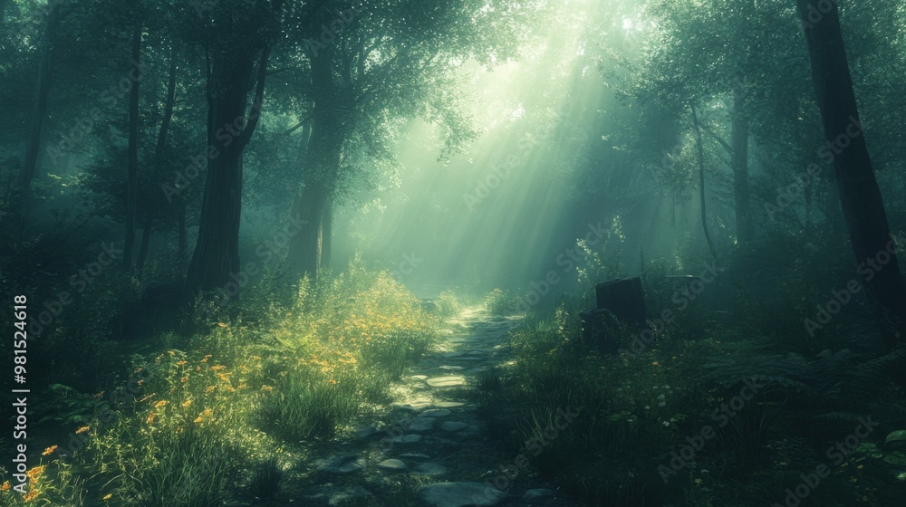 sun rays in the forest sun rays in the forest