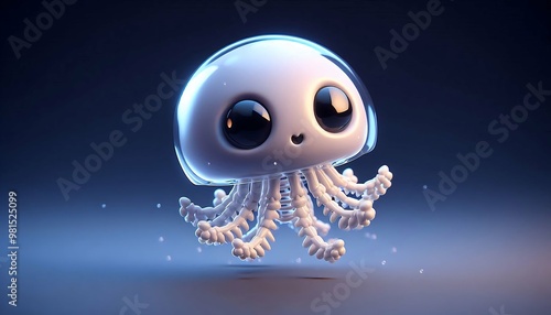 Cute Jellyfish with Transparent Body and Tentacles photo