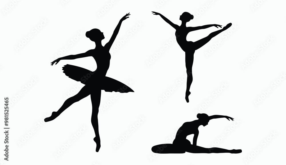 Fototapeta premium Ballerina dancing silhouette EPS vector art illustration template